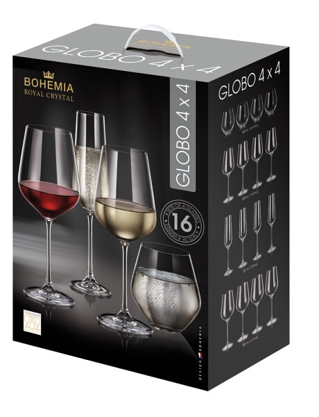 GLOBO 16PCS 4XVASO 500ML + 4X COPA 210/490/600ML