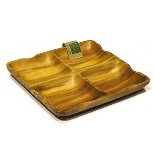 [101438] COPETINERO CUADRADO MADERA 4 DIV 25X25X4CM