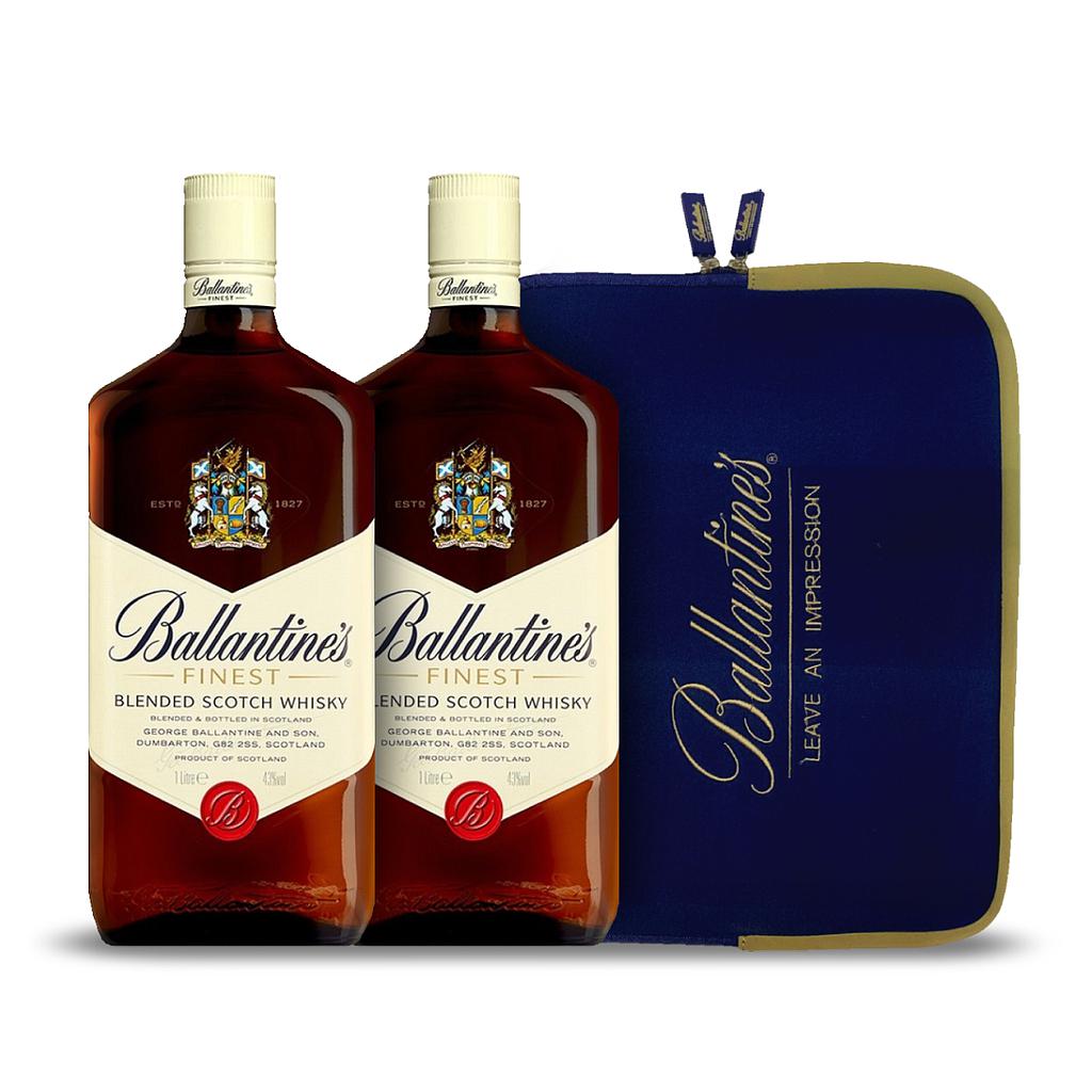 2 WHISKYS ESCOCES BALLANTINES 1 LITRO CON PORTALAPTOP DE REGALO