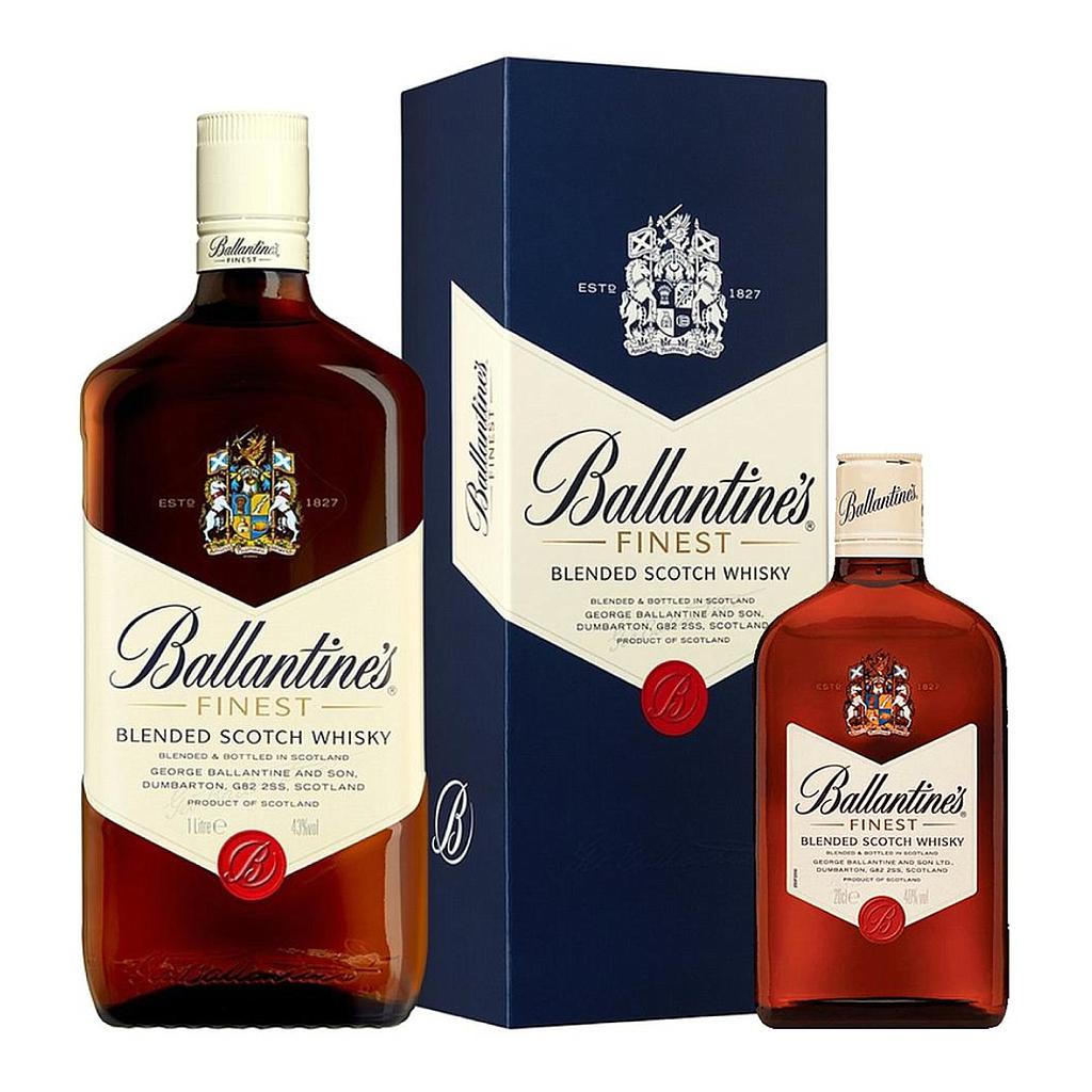 WHISKY BALLANTINES 1 LITROS + PETACA BALLANTINES 200 ML DE REGALO