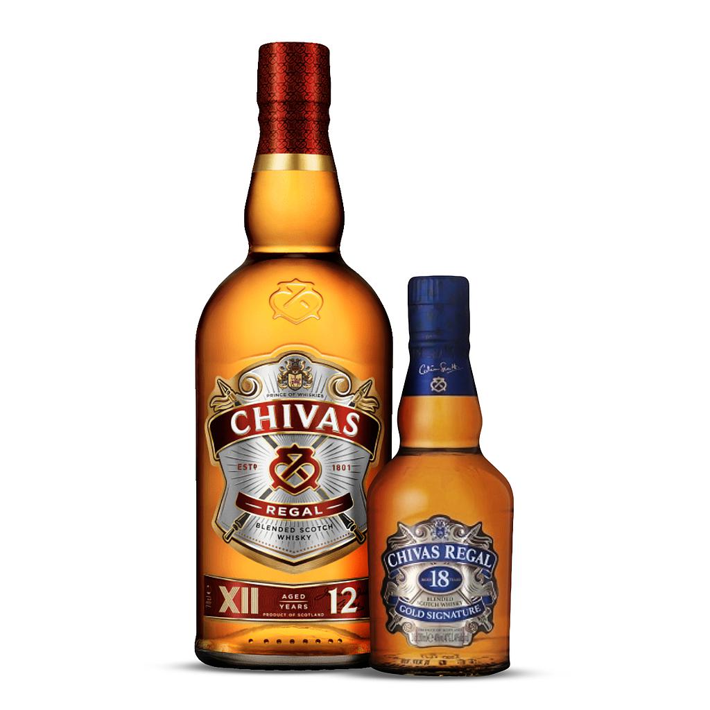 WHISKY CHIVAS REGAL 1 LITRO  + CHIVAS 18 AÑOS 200 ML DE REGALO