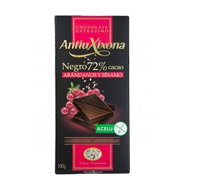 CHOCOLATE ANTIUXIXONA NEGRO CON ARANDANOS Y SESAMO