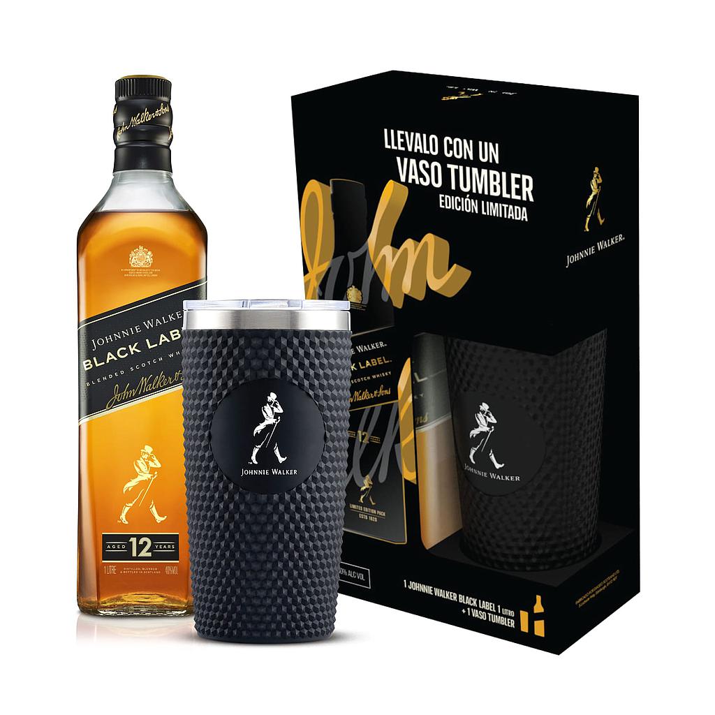 WHISKY ESCOCES JOHNNIE WALKER BLACK LABEL 1 LITRO + TUMBLER
