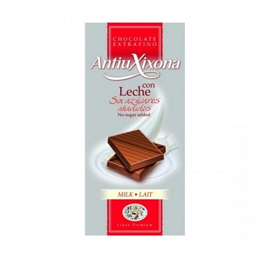 CHOCOLATE ANTIU XIXONA SIN AZUCAR LECHE 125 GRAMOS