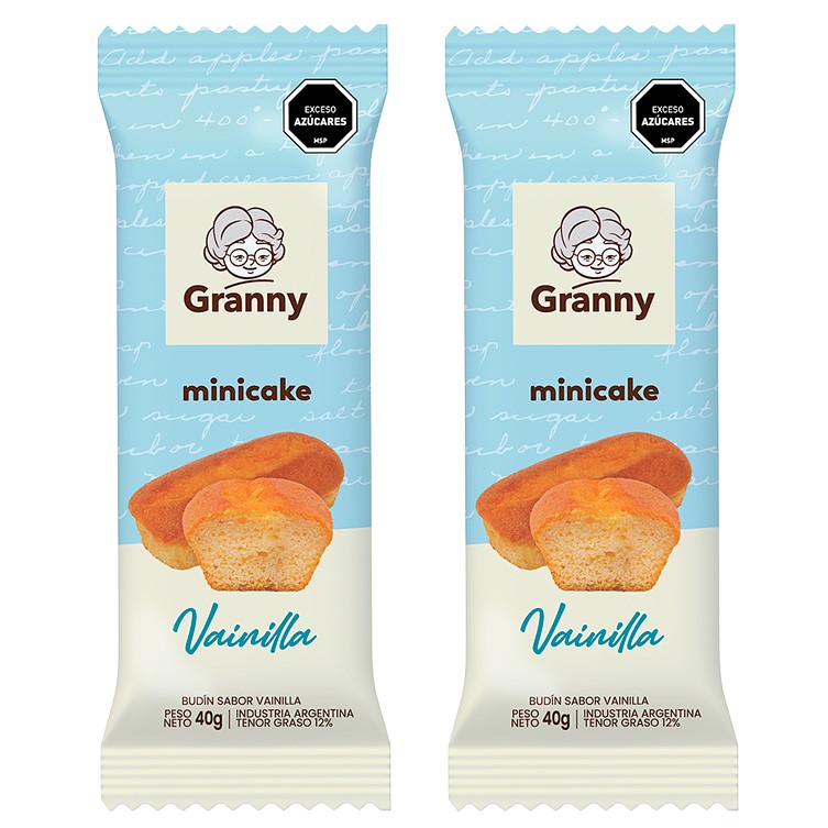MINI CAKE GRANNY VAINILLA 40 GRAMOS X 2 UNIDADES
